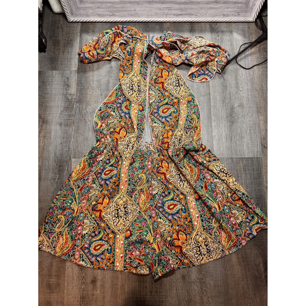 Boho Paisley V-Neck Romper in Multicolor